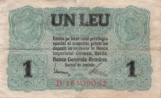 Rumänien 1 Leu ro.474b 1917